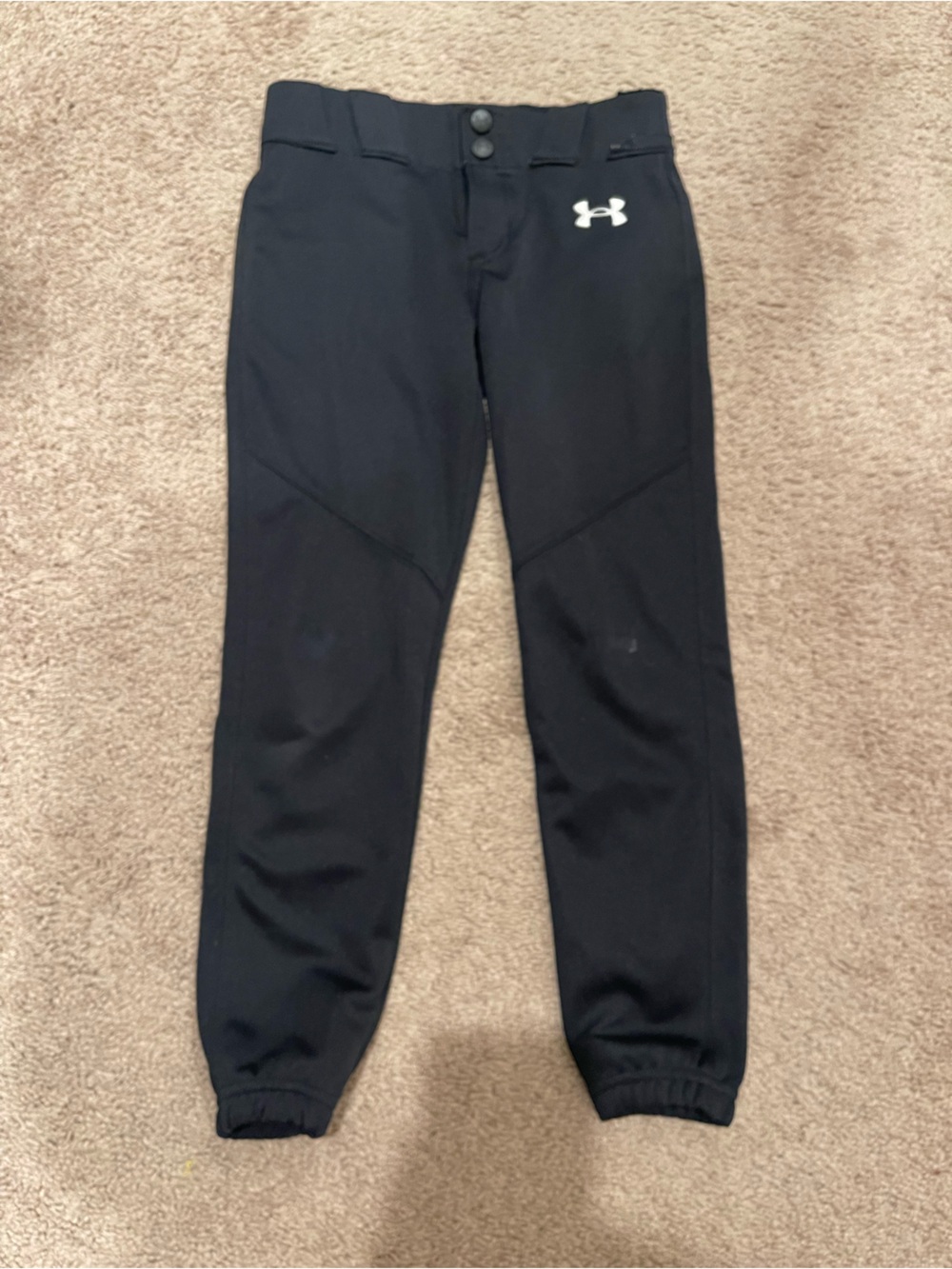 Under Armour Black Youth baseball pants with White Logo